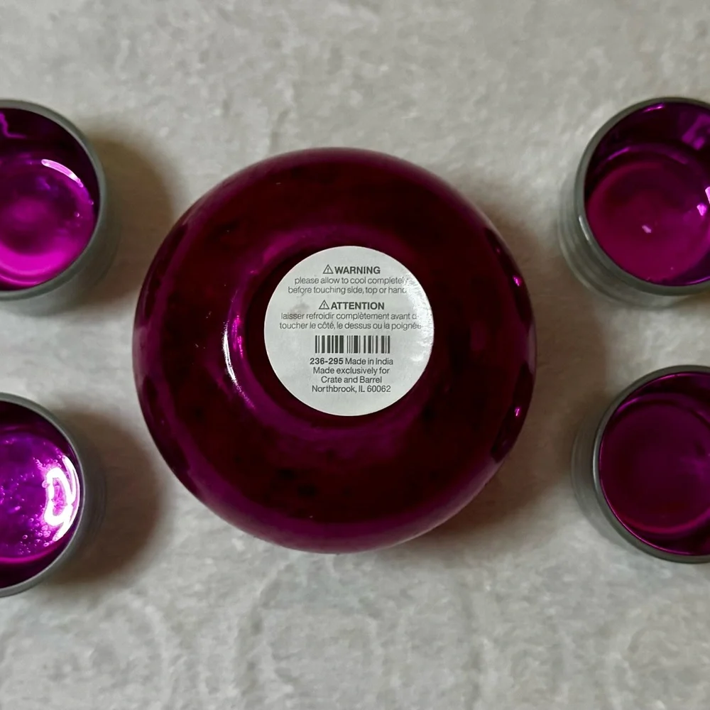 Crate & Barrel Pink and Silver Candle Holder Set
